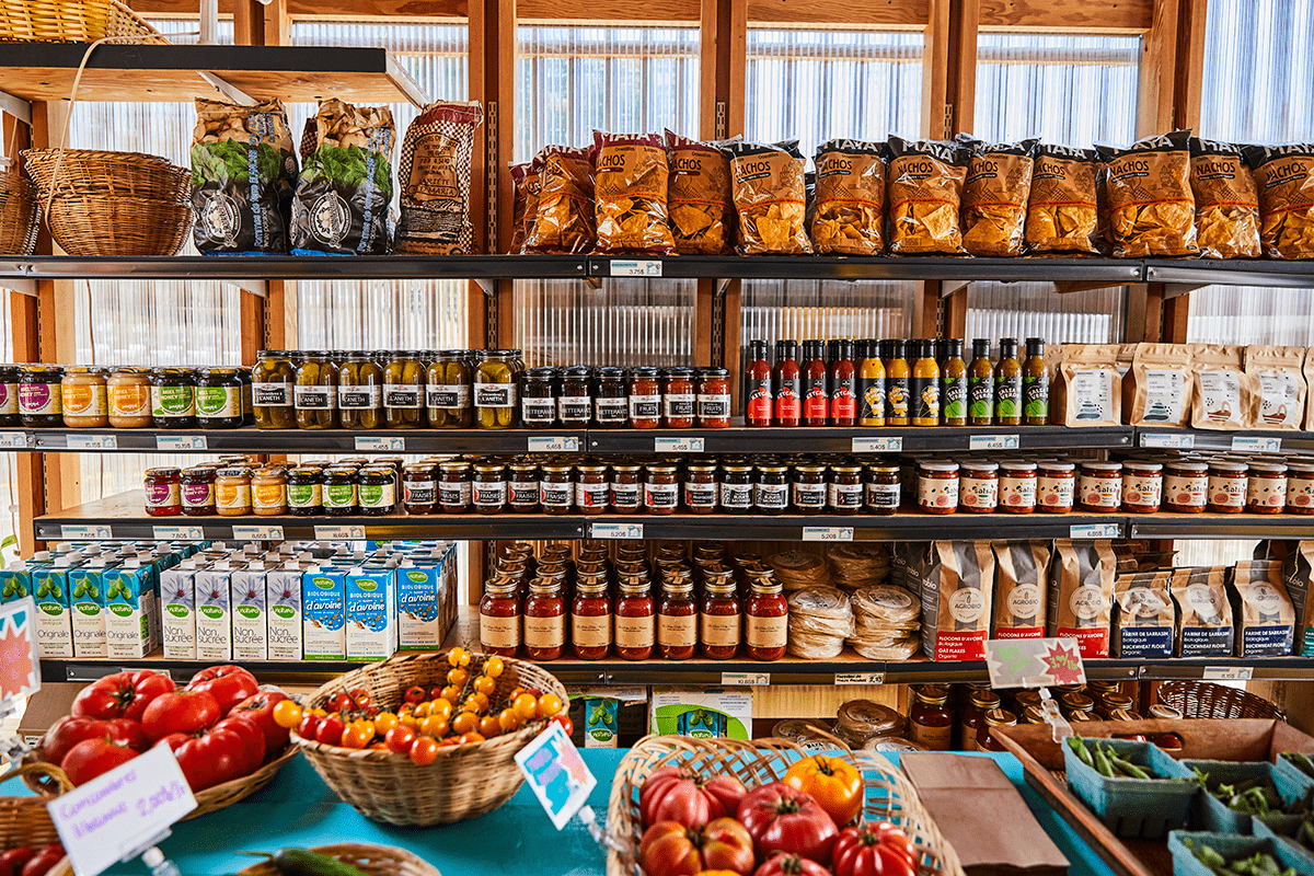 Colourful stall at the Frontenac Solidarity Market